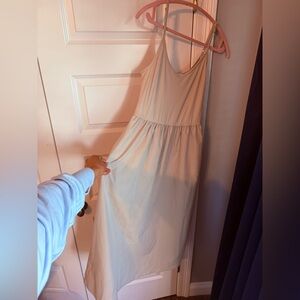 Emma & Michele Light Cream Ribbed Maxi Dress